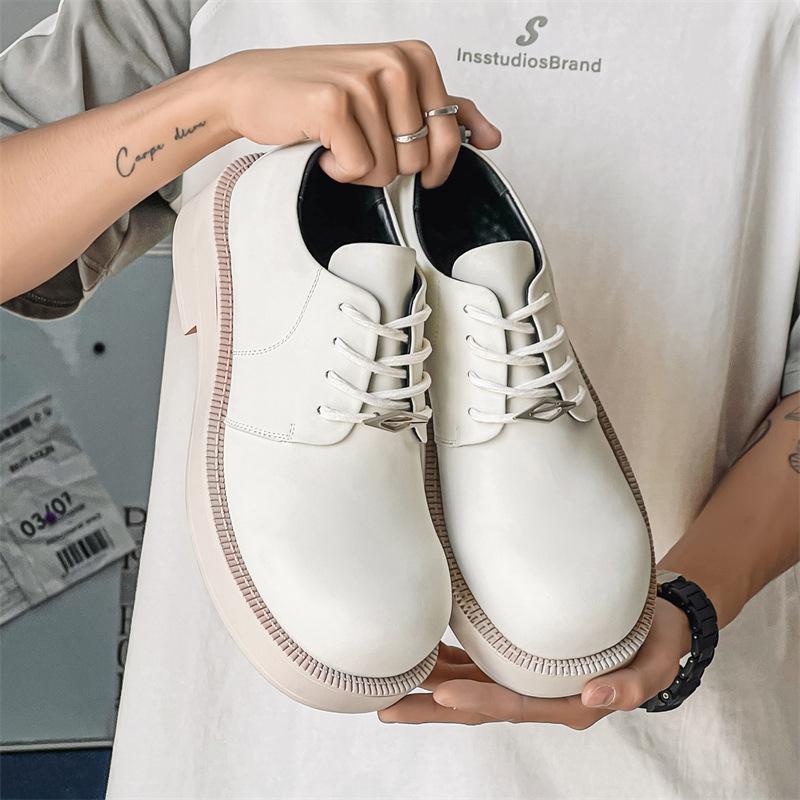 2024 новые туфли Дерби мужские на толстой подошве с круглым носком, повседневные кожаные туфли мужские туфли для инструментов 24225-J