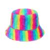 Japan and Korea Casual Fashion Rabbit Fur Hat Colorful Striped Basin Hat Warm Bucket Hat Women's Trend