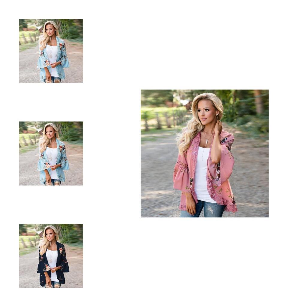 Femmes Dentelle Boho Floral Kimono Cardigan Dames Décontractée Tops Veste