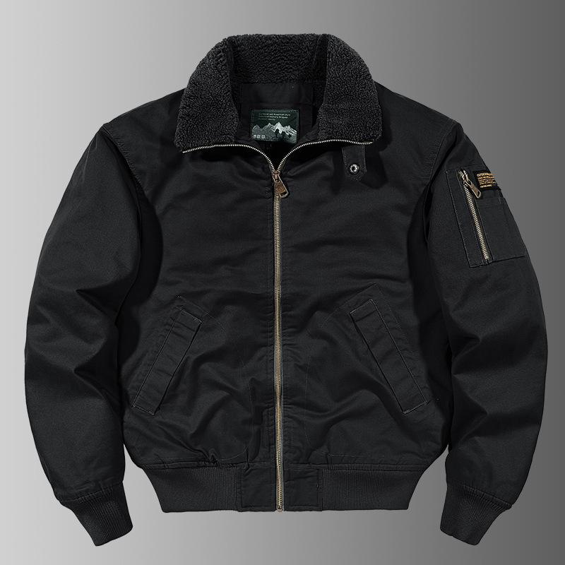 Autumn and Winter New Men's Trendy American Tooling Top Casual Cotton Clothes Piled Thickened Thermal Jacket Jacket