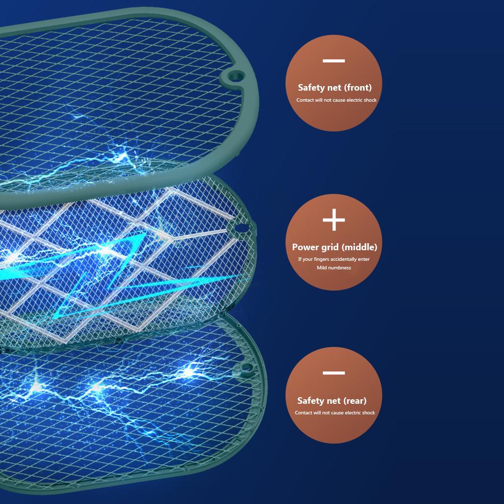 Electric Mosquito Racket Killer Handheld Fly Insect Trap Bug Zapper USB Charging Fly Swatter Trap UV Light Mosquito Killer Lamp