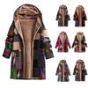 Womens Winter Button Patchwork Fleece Hooded Jacket Coat Long Sleeve Warm Liner Pocket Coat