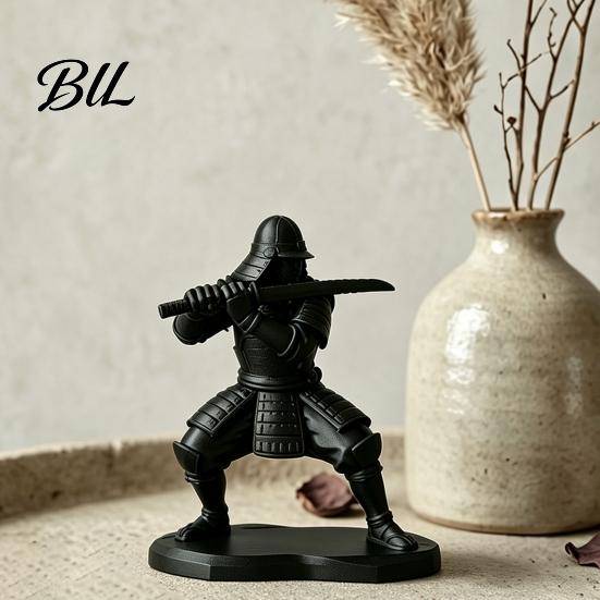 Dark Warrior Desk Decor 3D Printed Samurai Figurine with Swords, Cool Statue, Stable Niche Trendy Art Base Desktop Ornament for Gaming Room And Office
