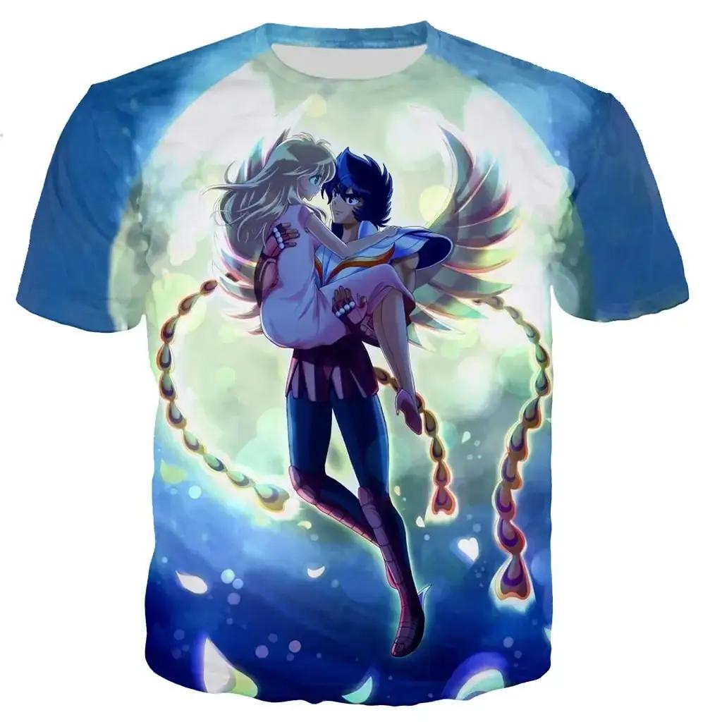 Summer Round Neck Anime "Knights of The Twelve Palaces" Saint Seiya Printed Top Fashionable Casual Short Sleeved Men's and Boys' Universal T-shirts