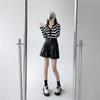 Женские шорты из искусственной кожи, новые модные шорты с высокой талией, свободные широкие брюки, винтажные уличные черные шорты