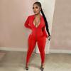 Women Sexy Bodysuit Long Sleeve Fall Wear Sexy Slim Skinny Clubwear Solid Zipper Bodycon Bandage Jumpsuit Overalls High Street