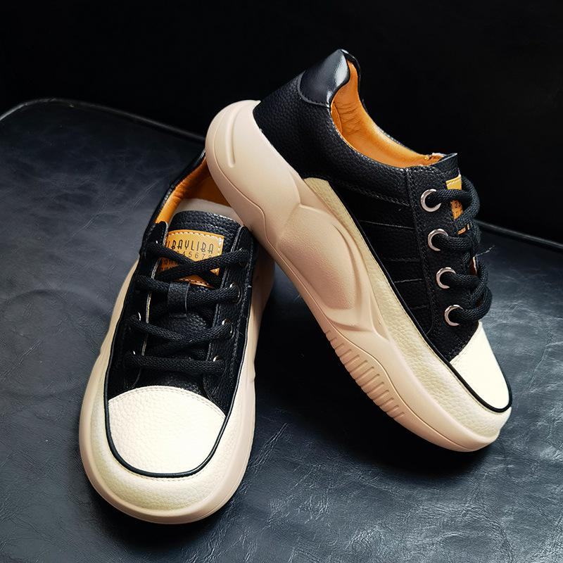 Летние новые ретро-кеды из кожи с мягкой подошвой 2025 года с увеличением высоты на 4 см