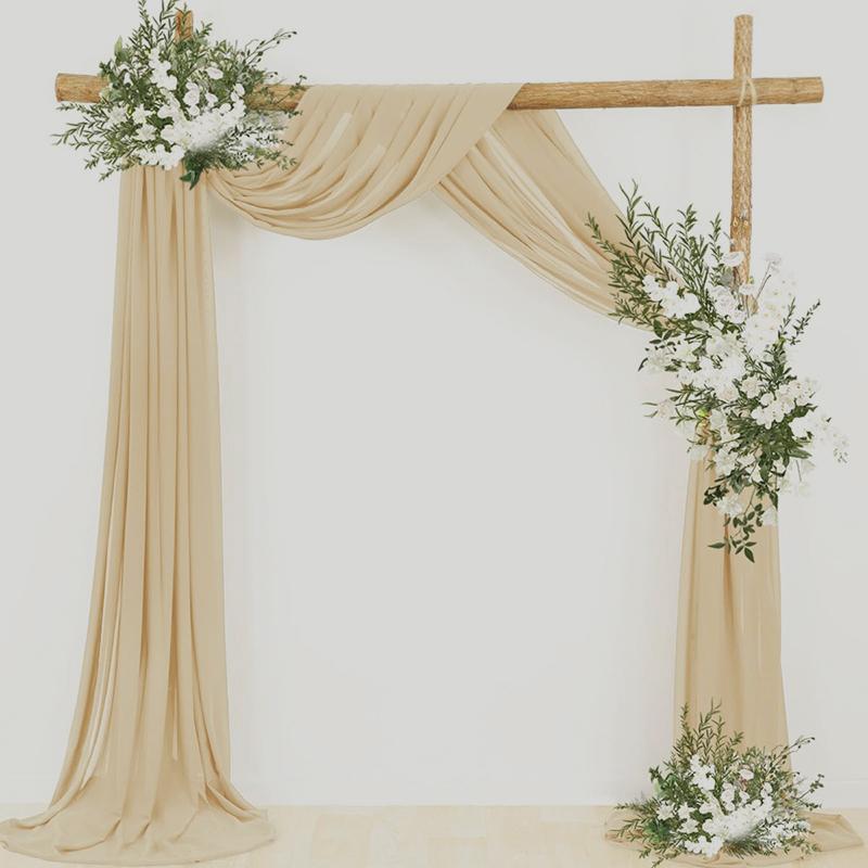 Шифоновая дорожка для стола цвета слоновой кости, прозрачная тканевая занавеска, романтическая свадебная арка для Дня благодарения, украшения для рождественского девичника