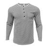 Men's Versatile T Shirt Autumn and Winter Base Long Sleeved Henry Shirt Casual Horizontal Striped Henry T-shirt