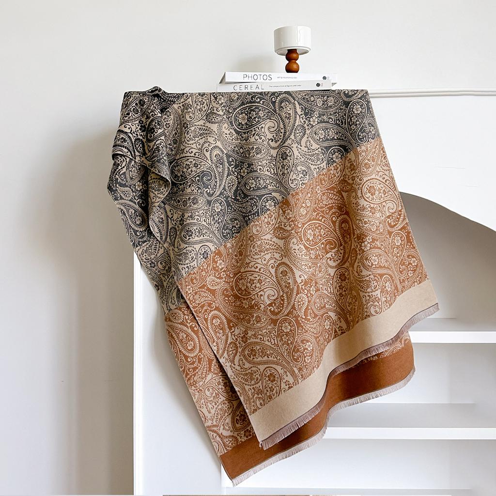 Scarf Women'S Winter Retro Exotic Cashew Flower Autumn And Winter Imitation Cashmere Scarf High-End Temperament Shawl