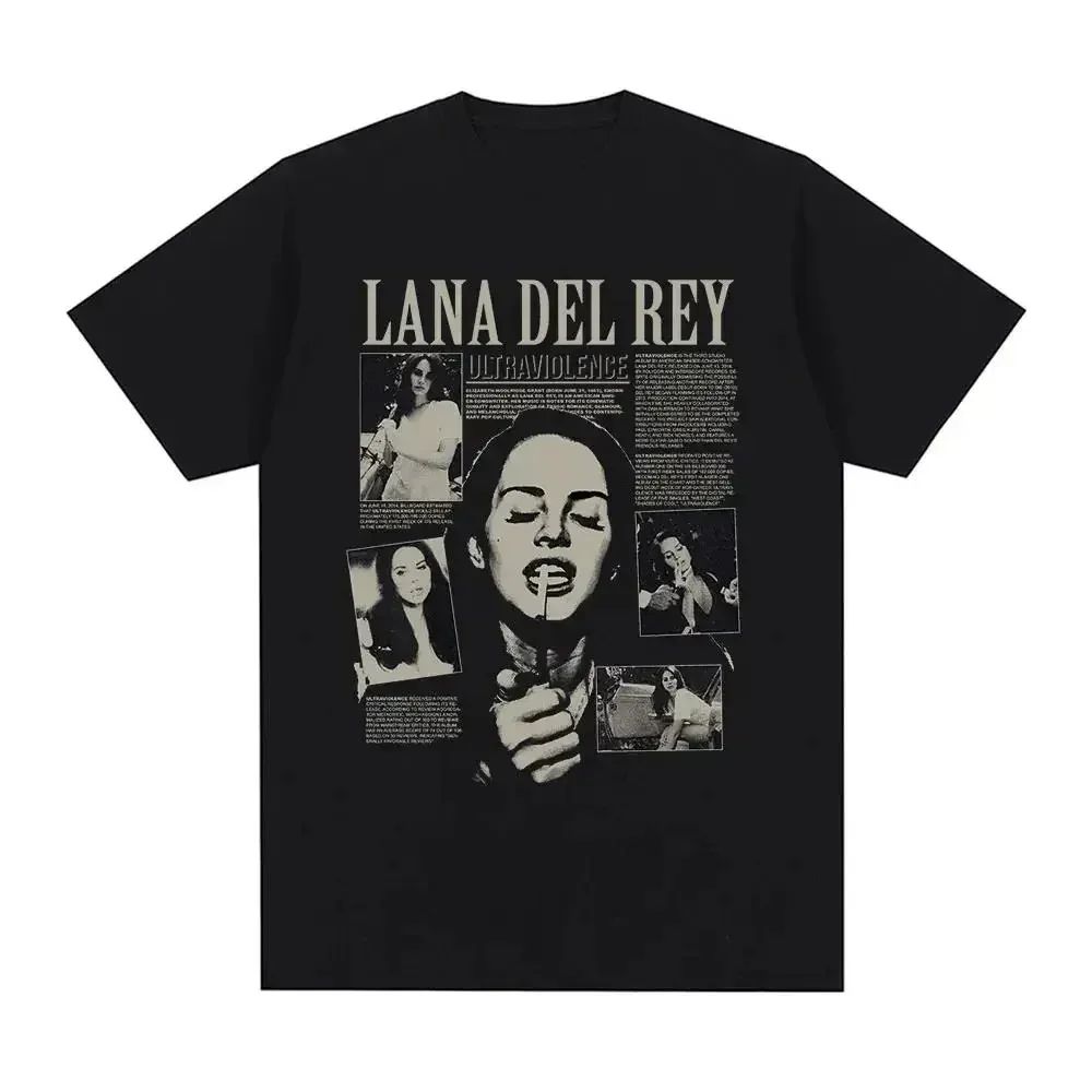 Harajuku Y2k Tops Vintage Hip Hop T Shirts Singer Lana Del Rey Print T Shirt Streetwear Short Sleeve Casual Loose Tee Unisex