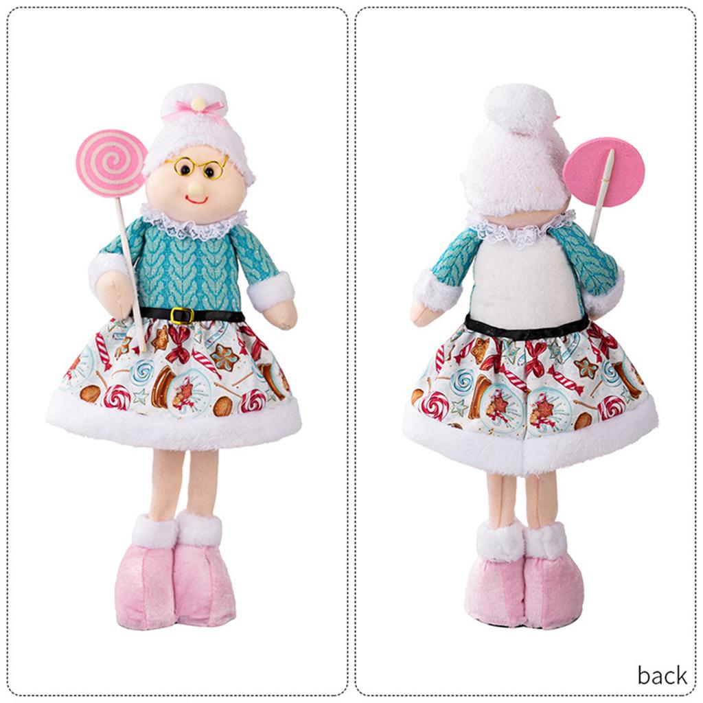 Выдвижная Рождественская Кукла с Выдвижными Ногами Розовый Дед Мороз Снеговик Лось Стоящая Кукла для Домашнего Дисплея и Праздничной Витрины