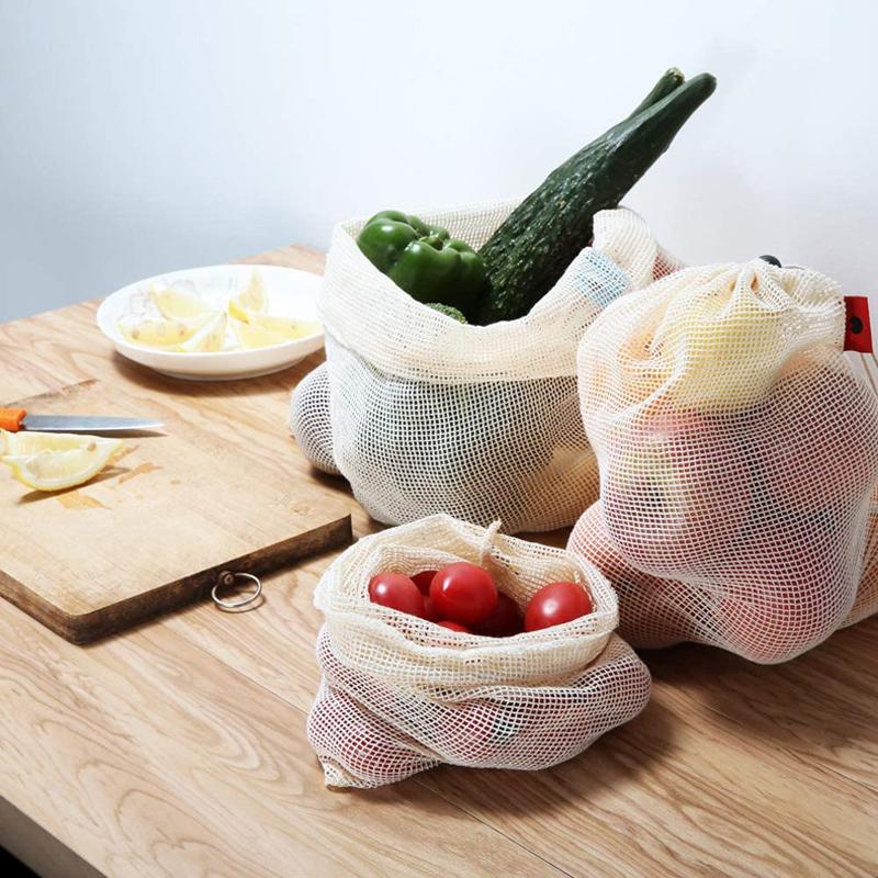 3 шт./компл. многоразовые сетчатые пакеты для продуктов, моющиеся сетчатые пакеты из полиэстера премиум-класса для овощей, фруктов, игрушек