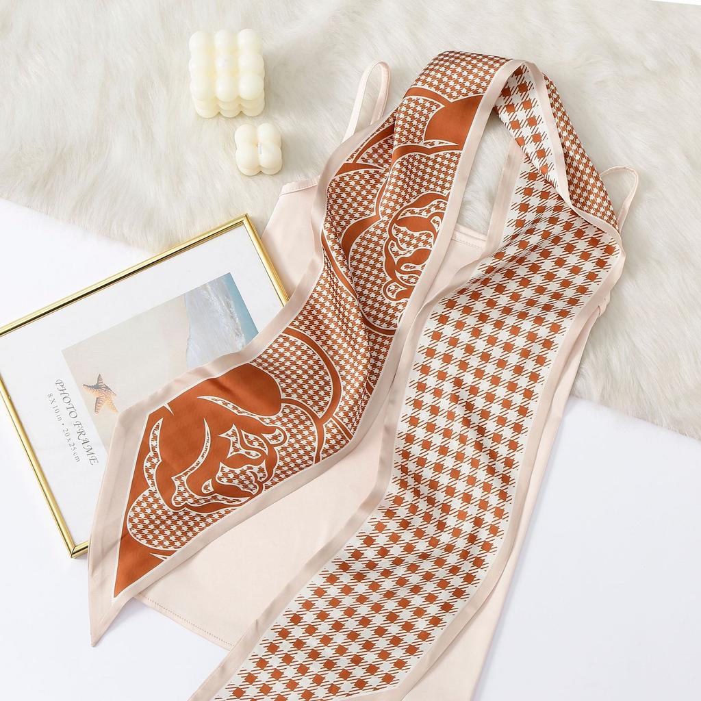 New Simulation Silk Long Scarf Fashionable Versatile Suit Double-Layer Scarf Decorative Bag Wrapped With Professional Scarf For Women