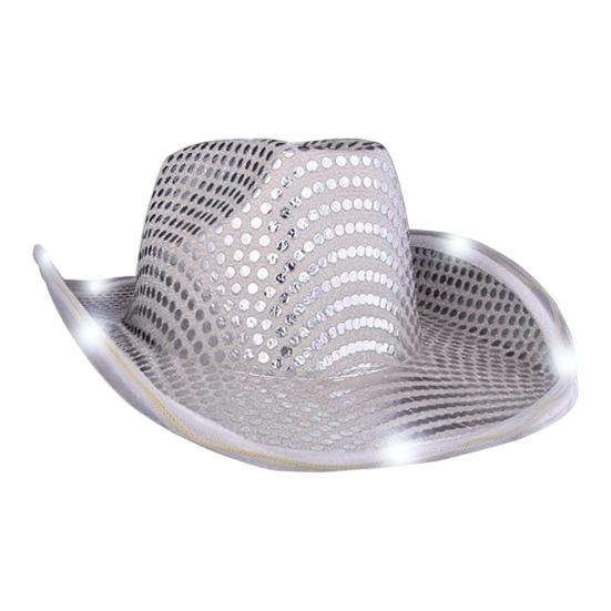 Светодиодная ковбойская шляпа в стиле ретро, вестерн, светящаяся, 5 цветов, в наличии, кепка с блестками, на Рождество