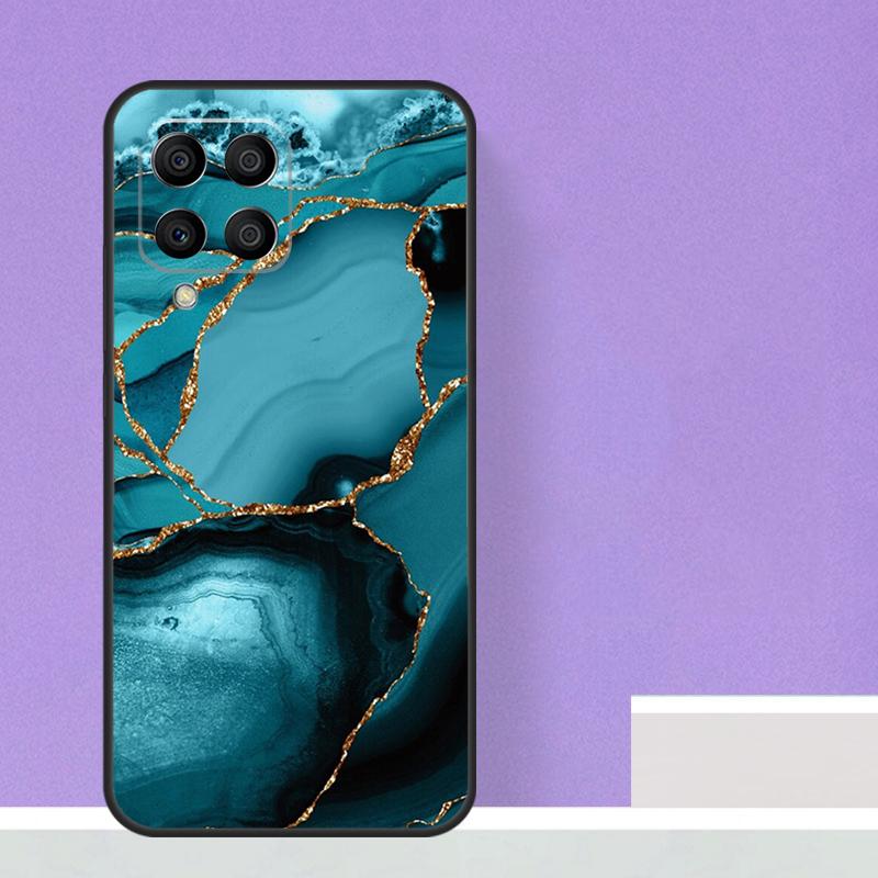 Бирюзовый Синий Золотой Агат Мрамор Для Samsung Galaxy M12 M32 M52 M14 M34 M54 M21 M51 M31 M30s M20 M15 M55 M13 M33 M53 Чехол