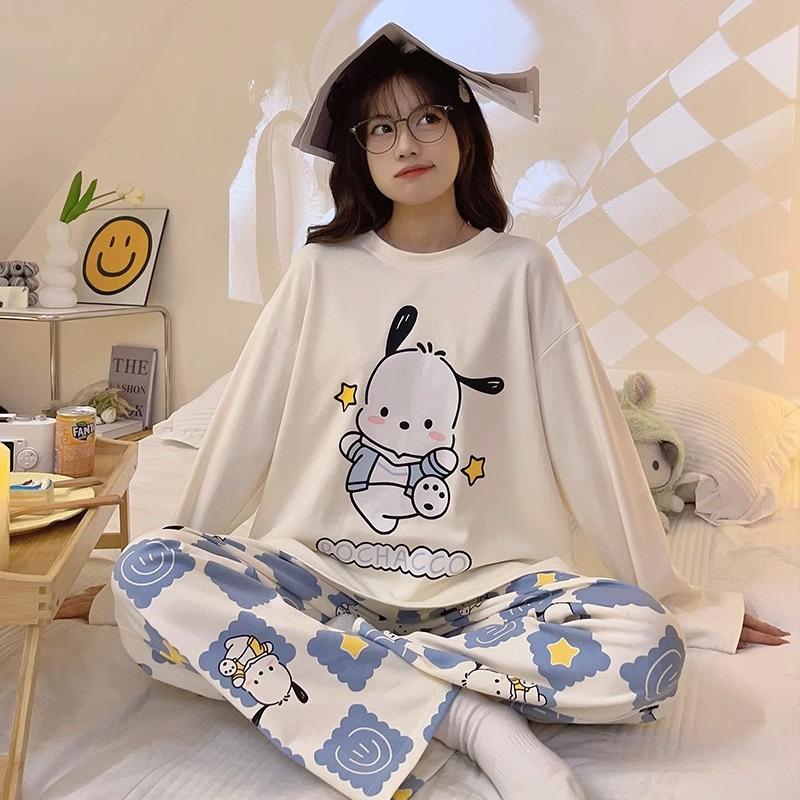 Весенняя и осенняя пижама женская с длинными рукавами с милым рисунком можно носить вне колледжа домашняя одежда женская мягкая пижама
