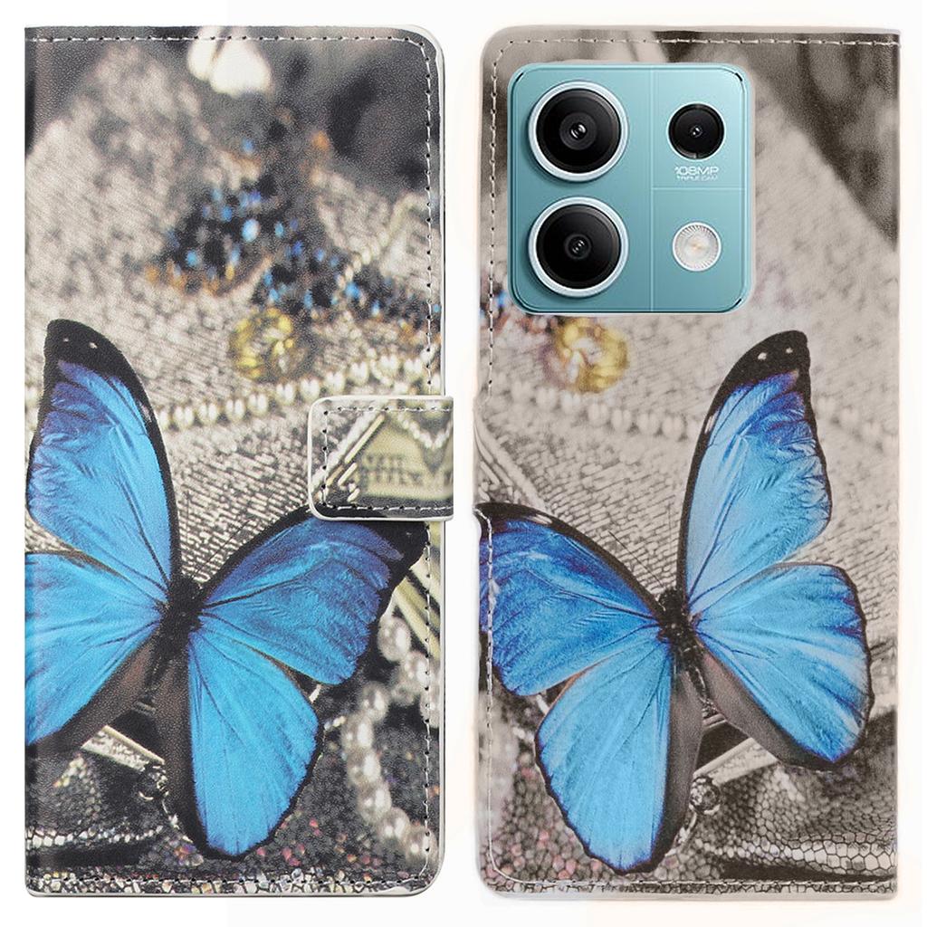 For Xiaomi Redmi Note 13 5G Phone Case Leather Pattern Printing Wallet Flip Cover