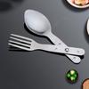 304 Stainless Steel Camping Spoon Silver Spoon & Fork Tableware 2-in-1 Foldable Fork  Outdoor