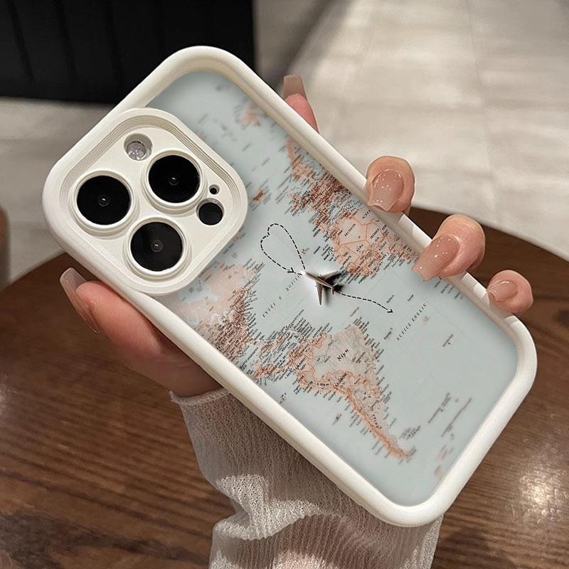 Чехол для телефона Wanderlust World Map Travel Route Art для серии iPhone 17 16 15 14 13 12 11 Pro Max Plus Двухслойная защита