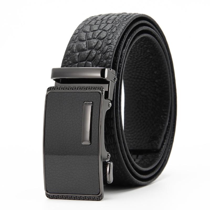 Мужской ремень из натуральной коровьей кожи, автоматическая пряжка, деловой повседневный, ремень из коровьей кожи высшего слоя, мужской поясной ремень