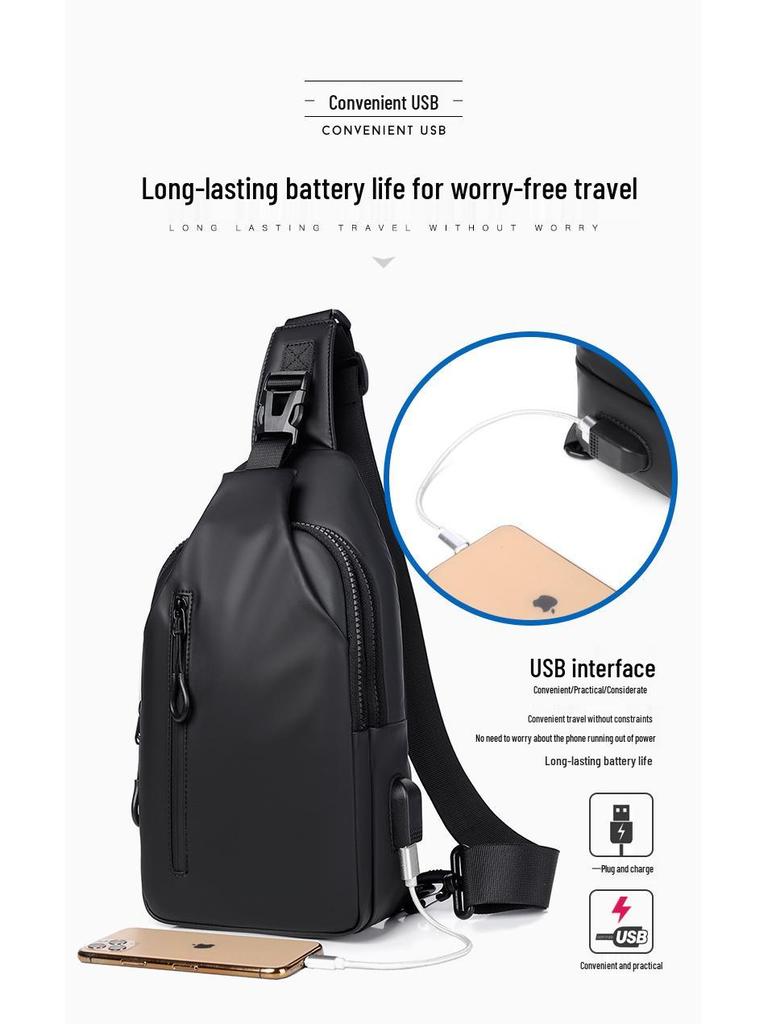 New Trendy One-Shoulder Crossbody Bag: Korean Style Men's Fashion Sports Chest Backpack