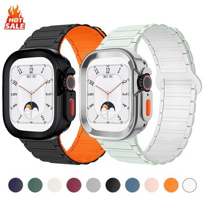 Магнитный ремешок + силиконовый чехол для Apple Watch 42 мм 46 мм 44 мм 40 мм 49 мм 45 мм 41 мм iWatch Серии 11 SE 3 Ultra 3 10 9 8 7 6 5 Ремешок
