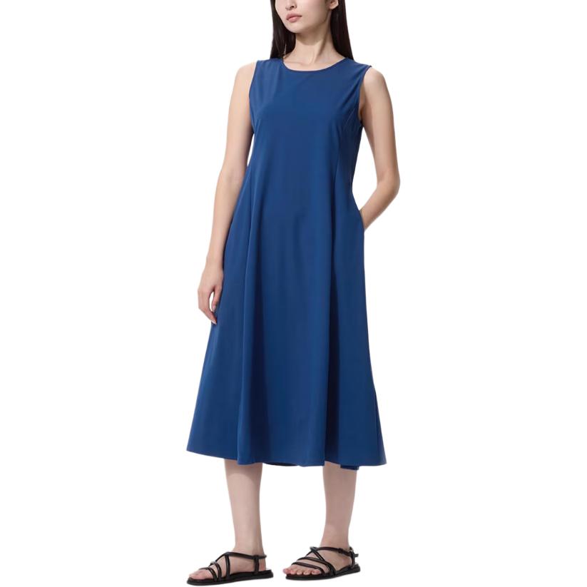 Uniqlo Однотонное облегающее платье-миди без рукавов для женщин платья 484883-68