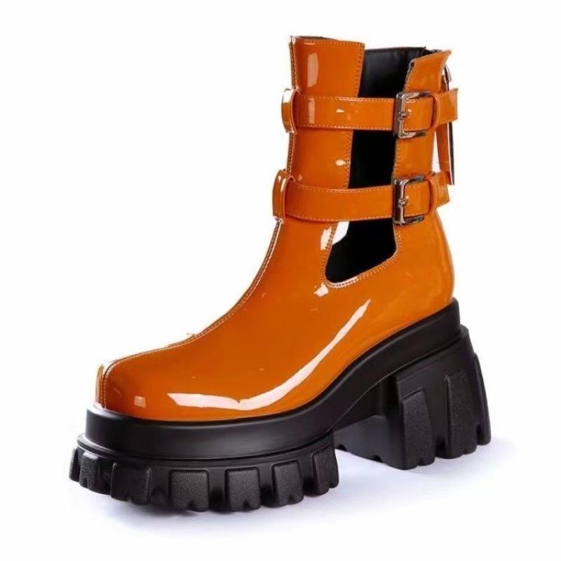 Модная платформа на высоком каблуке, ажурные модные ботинки 2025 весна и лето, новинка, двойная пряжка-ремень, британский стиль