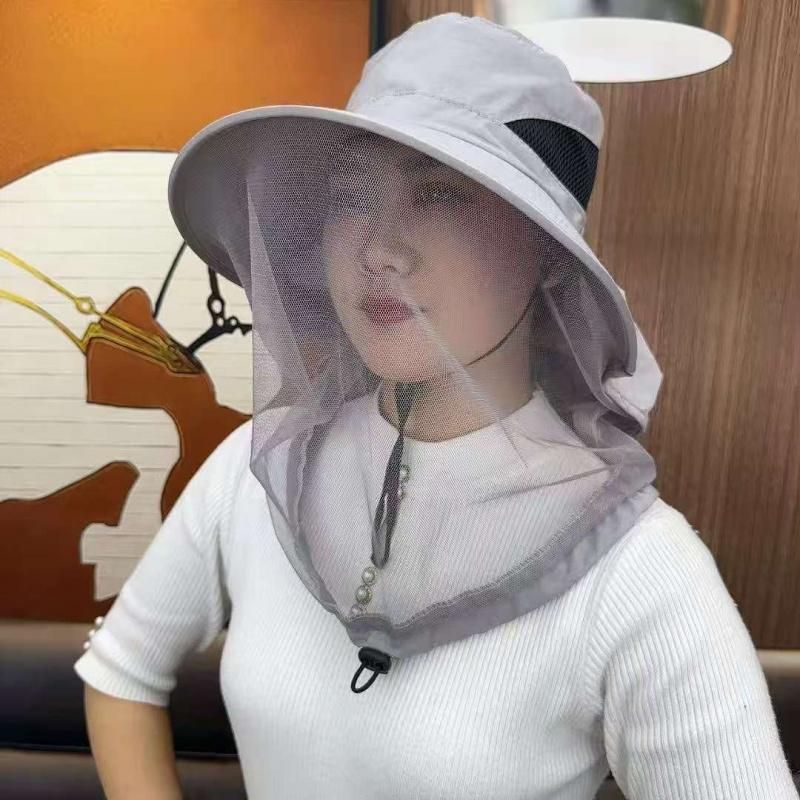 Anti-mosquito hat, outdoor fishing hat for men, face-covering sun protection hat, night fishing insect-proof and bee-proof hat, wide brim, 2-pack