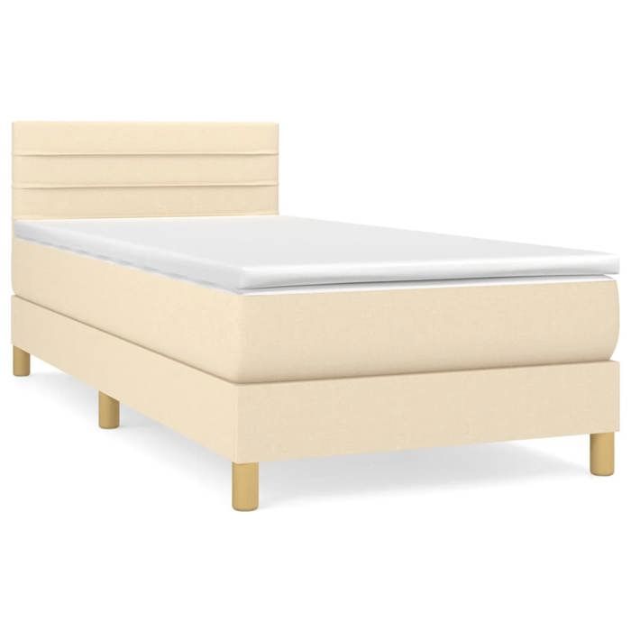 Maison Exclusive - Sommier à lattes de lit avec matelas Crème 80x200 cm Tissu