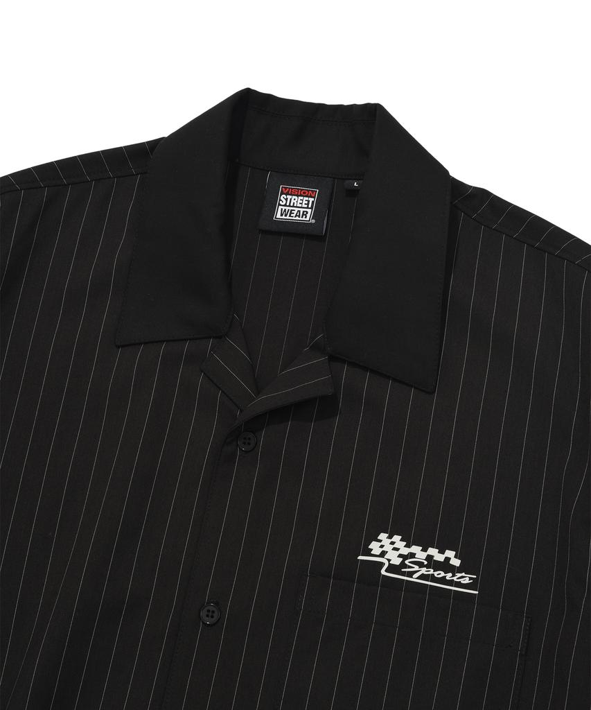 VISION STREETWEAR Vsw Stripe Open Collar Shirt Black