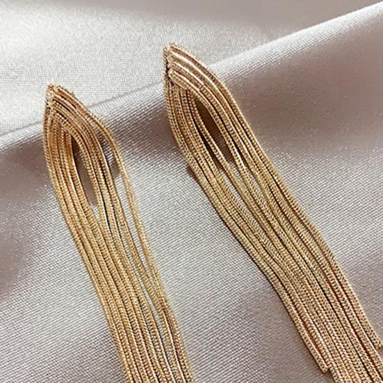 1 Pair Dangle Earrings Elegant Hypoallergenic Minimalism Temperament High Gloss Gift Fashion Jewelry Bohemian Metal Tassels Women Drop Earrings