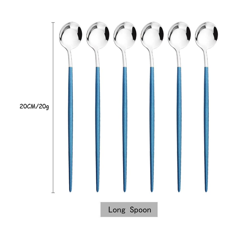 6 шт./компл., красочная ложка с длинной ручкой, столовая посуда, посуда для сока, кофе, перемешивающая посуда, ложка для мороженого, набор столовых приборов, кухонные инструменты