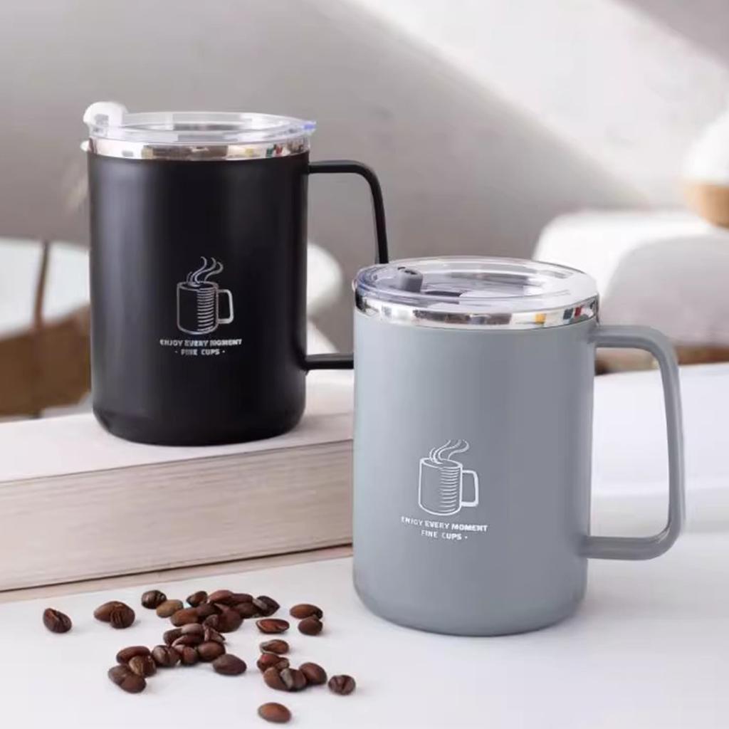304 Stainless Steel Double-Wall Coffee Cup With Handle Portable Sealed Water Cup Reusable Insulated Milk Coffee Mug