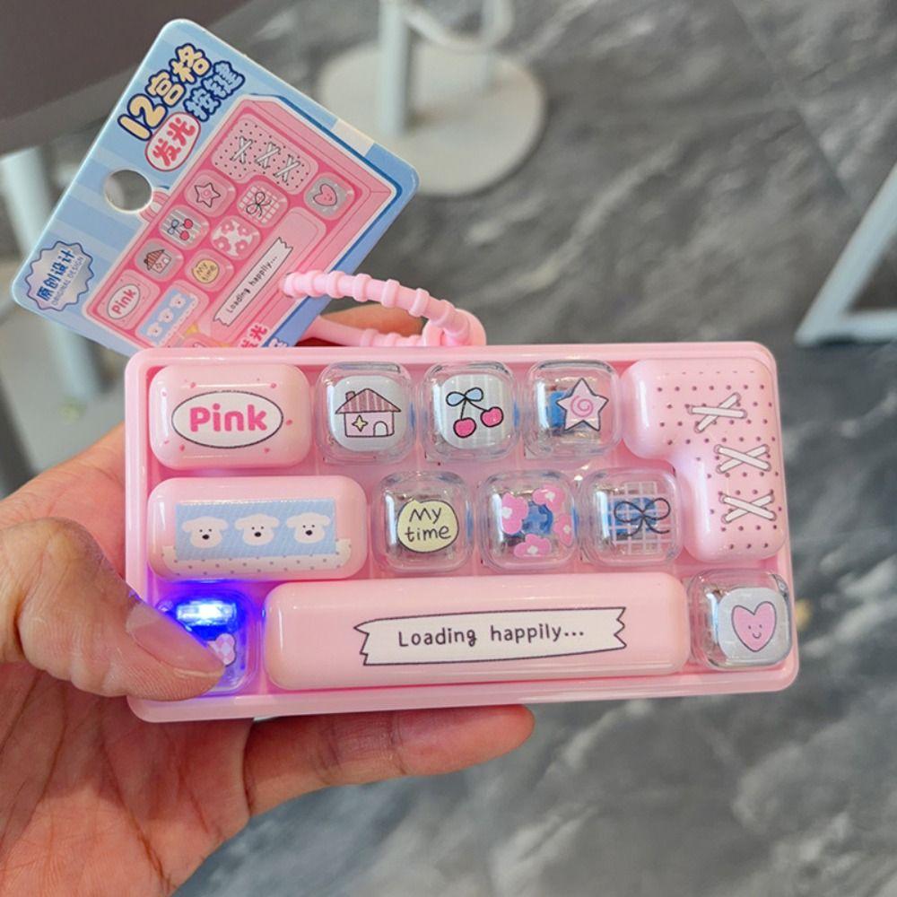 Pressable Keys 12 Keys Keyboard Keychain Clicker Sound Keyboard Clicker Keychain Bag Ornaments