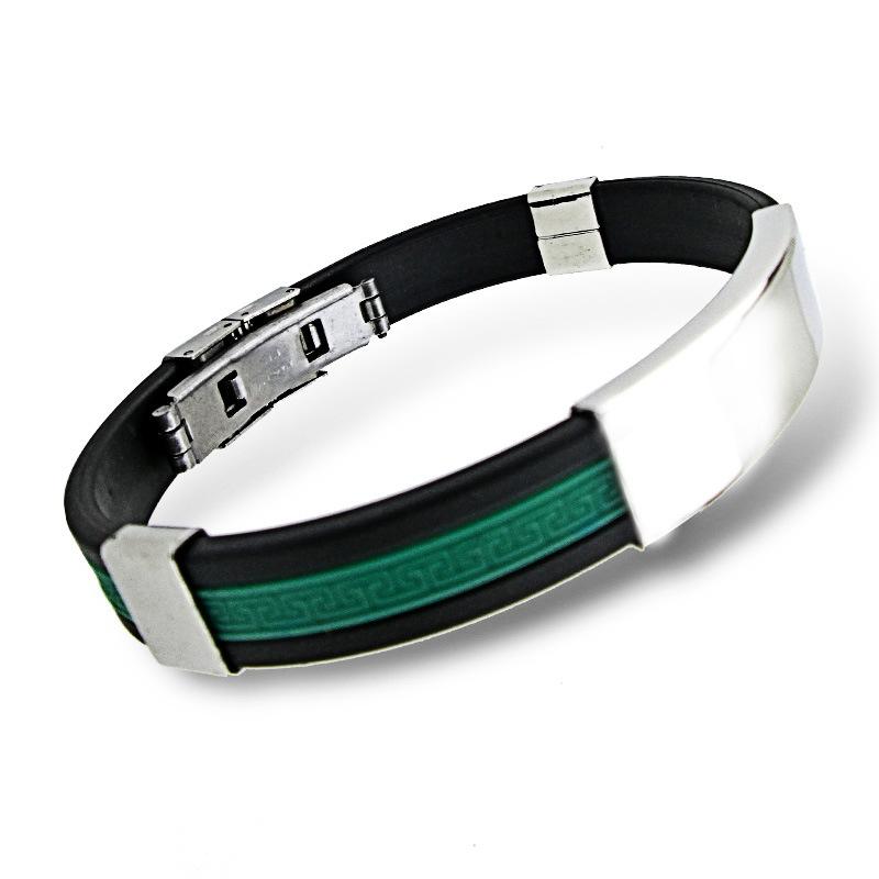 Titanium Steel Personalized Glossy Men'S Silicone Bracelet Trendy Men'S Fashion Stainless Steel Jewelry Bracelet