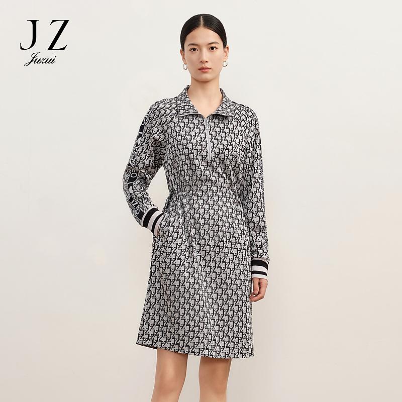 JZ Jiuzi Trendy Vintage Drawstring Dress