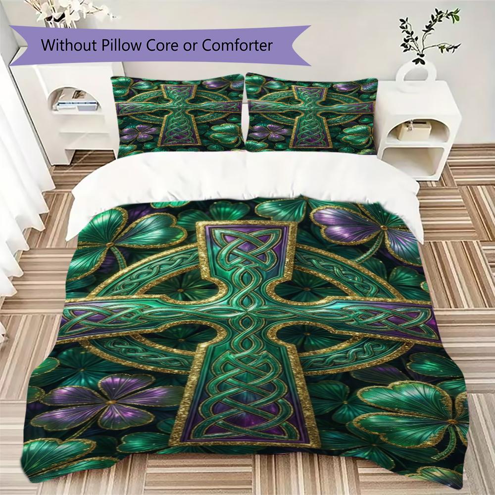 Cross Pattern Bedding uilt Set uilt Cover Pillowcase Home Decoration Birthday Gift (1 * duvet cover + 2 * pillowcase without core)151