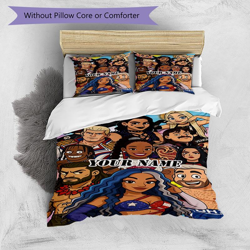 3PC Custom Name "Superhero Collage Adventure" Bedding Set Printed Bedding Set Duvet Cover Closure Includes 1 Duvet Cover & 2 Pillowcases for All Seaso