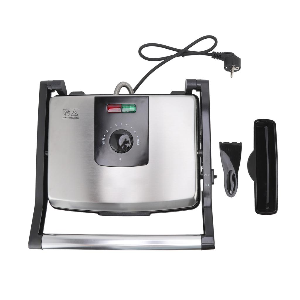 Электрический гриль 2000 Вт из нержавеющей стали ABS для домашнего приготовления стейков, сэндвичей, хлеба, мяса, двухсторонней жарки