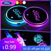 Car Sticker 7 Color LED Car Cup Holder Light Luminous Coaster Water Cup Pad For Ford Mondeo Focus Raptor Edge Explorer Ranger Fi