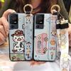 Cartoon Phone Holder Phone Case For TCL 40SE/T610K Wristband Waterproof Durable Soft Case Shockproof Anti-knock Cute