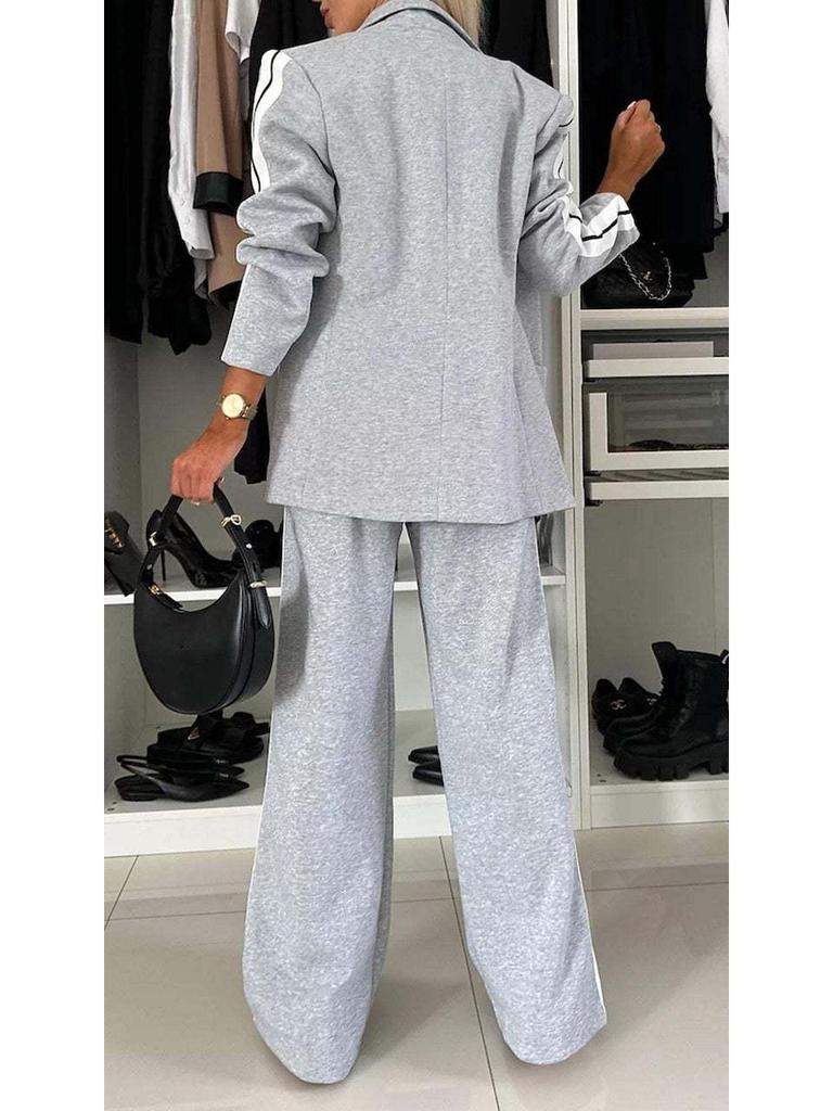 2024 Autumn/Winter European & American Women's Long-Sleeved Turn-Down Collar Casual Suit Set