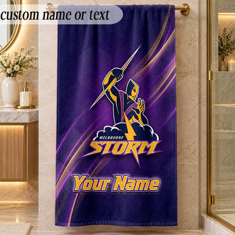 Beach TowelMelbourne Storm Custom Name Text Personalized Soft Towel for Beach Pool Indoor Home Decor Gift