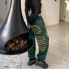 Спортивные штаны с зеленым принтом, женские корейские модные спортивные штаны большого размера, мешковатые широкие брюки в стиле хиппи, уличная одежда