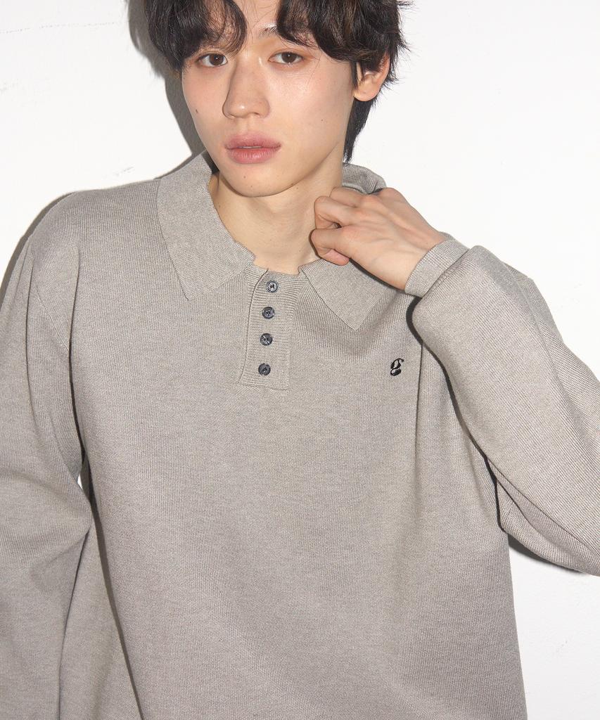SOMEPLACE MAN Basic Rugby Single Collar Soft Knit Sweatshirt_3 Colors