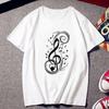 Fashion Creative Musical Note Printed T Shirt Female Harajuku Tshirt Ulzzang Clothes Vintage New White T -Shirt Women Tees Tops