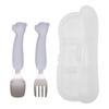 TGM Baby Portable Bear Silicone Petite Stainless Steel Spoon + Fork + Case Set, 1 Set, Ash Blue (Spoon, Fork), Random Delivery (Case)
