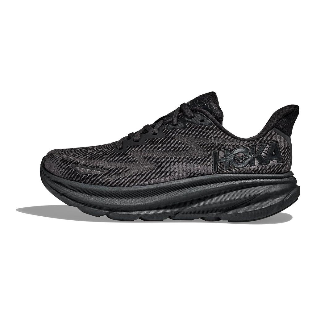 Hoka One One Clifton 9 Широкие Амортизация с Отскоком Ткань Низкие Кроссовки для Марафонской Тренировки Бега Женские Черный 1132211-BBLC
